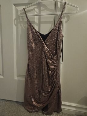 Bodycon Slip Dress In Pink Glitter